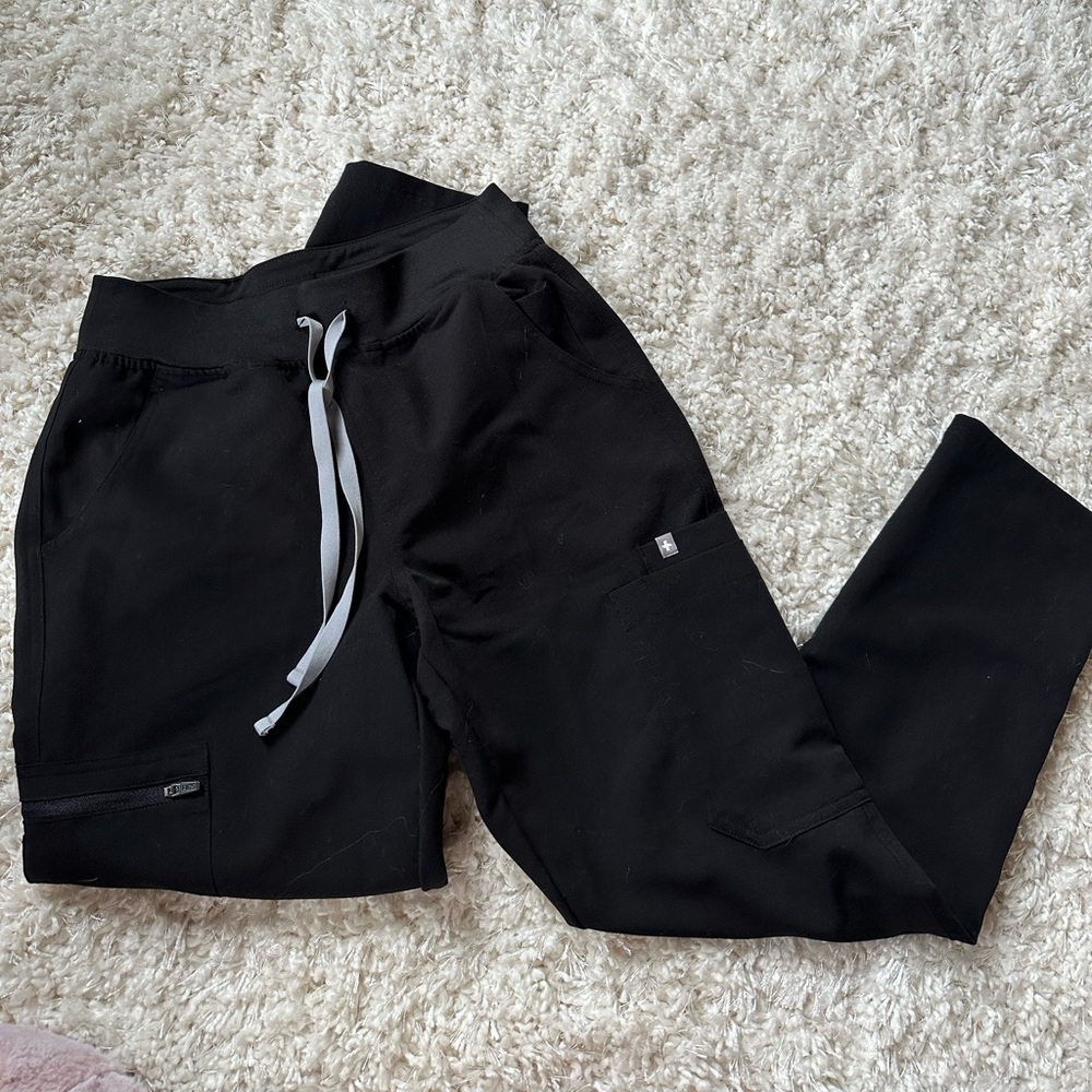 Small petite black yola figs scrub bottoms